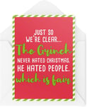 Funny Christmas Cards | the Grinch Hated People Card | for Her Him Novelty Film