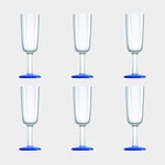 Palm Champagneglas i plast Flute Bleu Marine, non-slip, transparent/blå, 18 cl, 6-pack