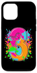 Coque pour iPhone 12/12 Pro T-shirt 3ème anniversaire pour filles et garçons. Éclaboussures de peinture de 3 ans