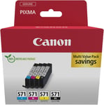 Cli-571 Lot De 4 Cartouches D'Encre Authentiques (Noir, Cyan, Magenta, Jaune) \U213 Carton De Sécurité Multipack