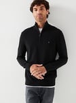 Tommy Hilfiger Essential Cotton 1/4 Zip Mock Knitted Jumper - Black, Black, Size 2Xl, Men