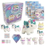 Sbabam Lot de 3 boîtes Amusantes Doki Doki Doki Squishy Shiny, Jeux de kiosque, avec marqueur et Autocollants Inclus, poupées en Caoutchouc Souple pour Filles et garçons, Cadeau de Plus de 3 Ans