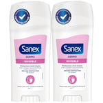 SANEX Stick Deodorant Dermo Invisible Anti traces - Antitranspirant 48 H de protection- Sans Alcool- le lot de 2x65ml