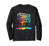 Dripping Paint Boombox Old School 80s Music Hip Hop Long Sleeve T-Shirt