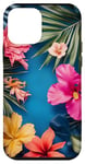 Coque pour iPhone 12 mini Bleu Art Déco Tropical Vintage Abeille Floral Motif