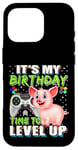 Coque pour iPhone 16 Pro It's My Birthday Pig Time to Level Up Jeu vidéo