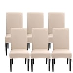 Jaotto Housse de Chaise Extensible 6 Pièces, Universelle Lavables,Couverture de Chaise Facile à Nettoyer pour Décor Salle à Manger Hôtel Restaurant(Beige,Lot de 6)