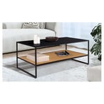 Table basse double plateau métal et cannage L113cm LAOS  