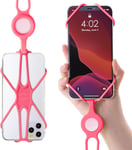 Laniere Tour De Cou De Telephone Portable En Silicone, Cordon Collier Taille Universelle Pour Smartphone Iphone 11 Pro Max Xr Xs Max X 8 7 Plus Samsung Galaxy S10 S9 S8 Note 9 Pixel Huawei- Rose