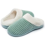 Kuako Chaussons Doublées en Peluche Femme Anti-dérapant À Mémoire D'intérieur Hiver Confort Chauds Accueil Pantoufles, Vert, 40/41 EU