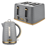 🎄💫 Tower Empire Kettle & 4 Slice Toaster Kitchen Set (Grey)