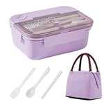 Tohoee Porte repas Lunch Box Bento Box avec couverts avec silicone Joint porte-poubelles compartiment et sac thermique pour Adultes,enfants