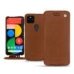 Housse cuir Google Pixel 5 - Rabat vertical - Marron - Cuir lisse - Neuf