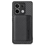 SKALO Xiaomi Redmi Note 13 Pro 5G Carbon Fiber Skal med Korthållare - Svart