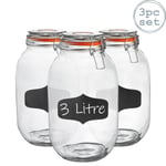 Glass Storage Jar with Wooden Lid Leather Loop 1.5 Litre