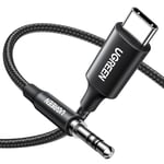 UGREEN 1M Câble USB C Jack 3.5mm TRS Stéréo Auxiliare Voiture Nylon Tressé Compatible avec iPhone 16 Plus Pro Max 15 iPad Galaxy S24 S23 S22 A55 Pixel 9 8 7 Adaptateur Casque Type C Audio DAC (Noir)