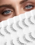 Onlyall Lashes Natural Look False Eyelashes Natural Wispy Lashes Short Eyelashes Fake Eye Lashes Clear Band Eyelashes 7 Pairs A22(7MM-10MM)