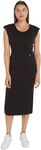 Tommy Hilfiger Slim Rib DRS MIDI Cap Sleeve WW0WW41273 Robes Moulantes, Noir (Black), L Femme