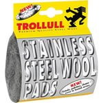 TROLLULL Steel Wool | Wire Wool Pads 2 rust-free extra-fine stainless steel wool, surface treatment in wet areas, cleans, grinds and polishes