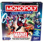 Monopoly Flip : Marvel Edition, Jeu de Plateau Stratégique, Inspiré de l’Univers Marvel, Cadeau de Noël pour Enfants, Famille et Fans de Super-Héros, Version Française, Dès 8 Ans