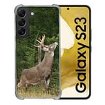 Cokitec Coque Renforcée en Verre Trempé pour Samsung Galaxy S23 Chasse Cerf