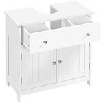 Yaheetech Meuble sous Lavabo Salle de Bain Armoire de Rangement pour Vasque avec Tiroir et 2 Portes en MDF Anti-humidité Meuble de Rangement 60 × 30 × 60 cm Blanc