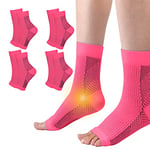 cheap4uk 4 Pairs Neuropathy Socks Compression Socks for Women & Men Plantar Fasciitis Socks Ankle Support Brace for Sprained Ankle Breathable Anti-Slip Soothe Socks for Pain Relie(Pink,2-4.5)