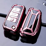 QYV Coque de Protection pour clé de Voiture, adaptée pour Audi A1 A3 A4 A5 Q7 A6 C5 C6 TT Q3 Q7 S3 Protection Anti-Chute Accessoire de Style de Voiture | Étui à clés pour voi,A-Pink