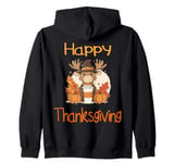 Moose Fall Thanksgiving Happy Thanksgiving Zip Hoodie