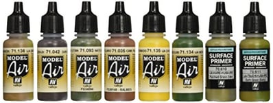 Vallejo Model Air Imperial Japanese Army Acrylic Paint Set for Air Brush - Assorted Colours (Pack of 8),green