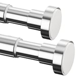 Lot de 2 tringles à rideaux de douche extensibles en acier inoxydable sans perçage pour salle de bain, armoire, rideaux de douche (110 à 200 cm, φ25 mm, argent)