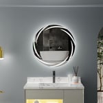 Luvodi - Miroir Mural avec Éclairage led Miroir Salle de Bain Intégré Miroir Lumineux Anti Buée 3 Interrupteurs Tactiles - 80x80cm