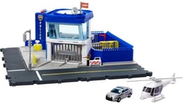 Matchbox Action Drivers Coffret Poste De Police avec Sons Et Lumières, 1 Hélicoptère Et 1 Voiture De Police Ford, Jouet Enfant, Dès 3 Ans, HHW22