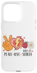 Coque pour iPhone 15 Pro Max Icônes amusantes Peace Love Days Of School