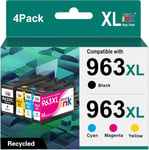 963Xl Lot De 4 Cartouches D'Encre Compatibles Avec Hp 963Xl Multipack 963 Xl Pour Hp Officejet Pro 9010 9012 9020 9014 9015 9016 9018 9019 9022 9025 Noir/Jaune/Cyan/Magenta