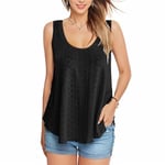 SEDEX Womens Tops, Summer Tops for Women UK Ladies Sleeveless Vests Round Scoop Neckline Swing Vest Tops Loose Fit Tanks Casual Basic Vest（Black,S）