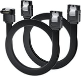 Cable Sata 3, Câble Sata Iii À Angle Droit De 90 Degrés + Câble Sata 3 De Ensemble 2 Pièces, Sata Iii 6.0 Gbps, Pour Disque Dur Sata, Ssd, Pilote, Cd, Noir[X3610]