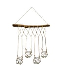 Set 4 Soliflores en Verre avec Suspension corde et Bois de sapin avec éclairage LED