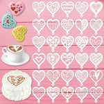 MWOOT 30 Pièces Pochoir à Biscuits Cookie Stencils,Réutilisable Pochoir de la Saint-Valentin Cuisson de Biscuits à Gâteau,Peinture Moule pour DIY Artisanat,Pochoirs de Peinture en Forme de Coeur