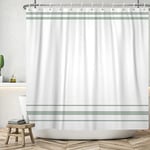 SDOTPMT 165x180cm Rideau de Douche Vert et Blanc Moderne Classique Vert rayé Rideau de Douche Rustique Ferme Minimaliste Salle de Bains Rideau de Douche décoratif Polyester avec Crochet