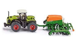 siku 1826, Tracteur Claas Xerion avec Semoir Amazone Cayenna 6001, 1:87, Métal/plastique, Vert, Clapet de remplissage ouvrant sur semoir