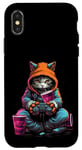 Coque pour iPhone X/XS Chat jouant à des jeux vidéo Cool Gamer Gaming Graphic