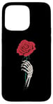 Coque pour iPhone 15 Pro Max Main squelette rose rouge fleur esthétique fleur rouge Saint-Valentin