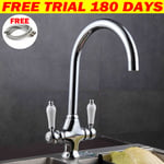 Traditional Kitchen Sink Monobloc Mixer Tap Classic White Ceramic Levers Chrome