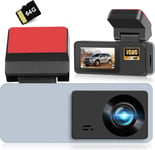 Dash Cam Auto 1080P-WiFi Car Dash Cam avec APP Control,Loop Recording,Night Vision,Parking Monitor,150°Wide Angle+64GB SD Card