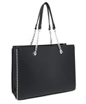 Sac à Main Femme Chaîne Perle Bille Clou - Cours Grand Format A4 Lycée - Cabas Shopping Fourre-Tout Taille XL - Sac Ville Porté Epaule PU Cuir - Chic et Tendance - Noir Classique