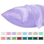 Lirex 2 Pack Satin Pillow Cases - Softer Than Silk Pillowcase for Hair & Skin, Standard Size with Envelope Closure, Cooling Pillow case (Light Purple, 50x75cm)