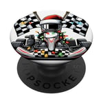 Chapeau de Noël Go Kart Racing Karting Racer PopSockets PopGrip Adhésif