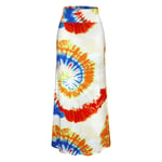 VBHJK Skirts For Women,Orange Blue Tie-Dye Spiral Geometric Print High Waist Long Slim Fashion Spring Summer Versatile Stretchy Retro Skirt For Women Girls Party Casual Fashion Office,M