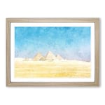 Big Box Art Giza Necropolis Pyramids in Egypt Painting Framed Wall Art Picture Print Ready to Hang, Oak A2 (62 x 45 cm)